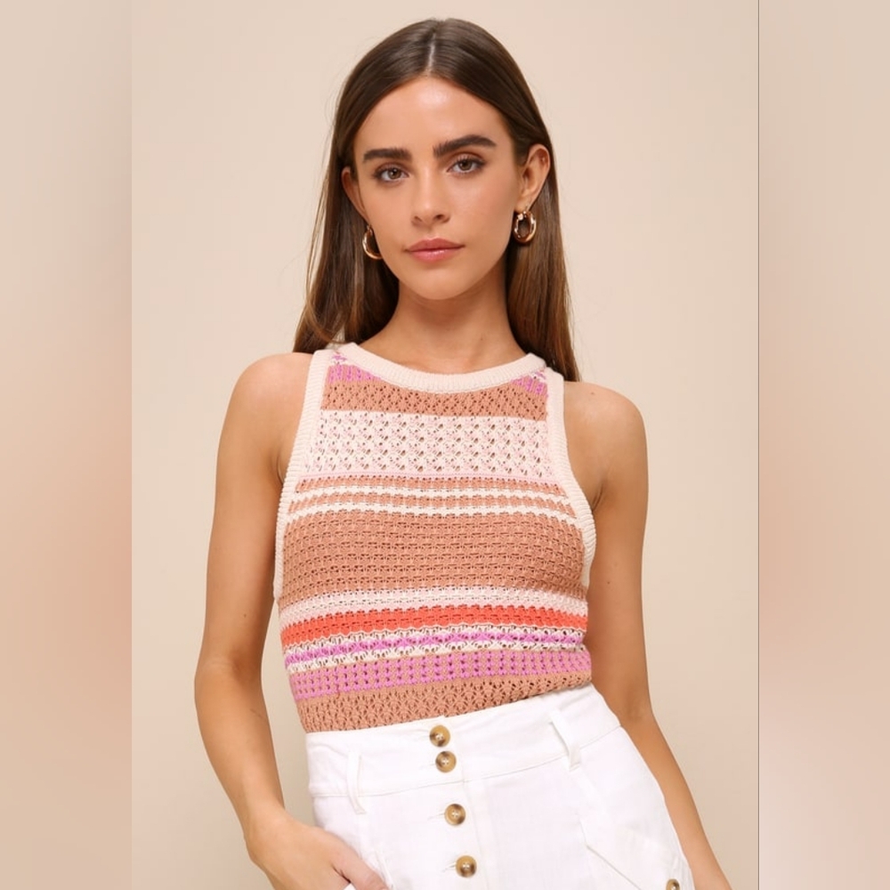 Lulu's Exceptional Expression Beige Multi-Stripe … - image 1